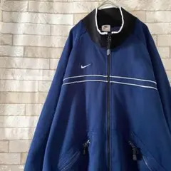 NIKE ナイキ ジャケット ジャージ 刺繍ロゴ ネイビー ブラック XL