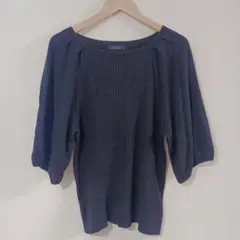 7-IDconcept. 五分袖ニット　ブラック