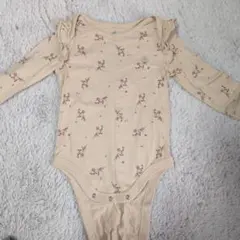 【美品】baby GAP ボディスーツ 80 長袖 花柄 フリル クマ刺繍