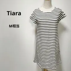 【ティアラ　Tiara】バックリボンアクセント　ボーダーワンピース　M　1170のサムネイル