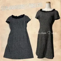 STRAWBERRY-FIELDS♡ラビットファー　アンゴラ　ツイードワンピース