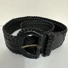 最終値下本革レザーワイドメッシュベルトHand braided
