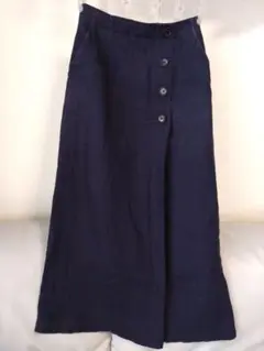 【SLOBE IENA】 ネイビー リネン ボタン付き ロングスカートのサムネイル