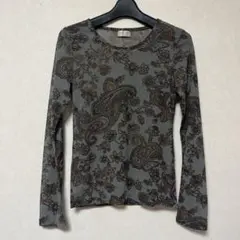 FELISSIMO ペイズリー柄長袖Tシャツ グレー系のサムネイル