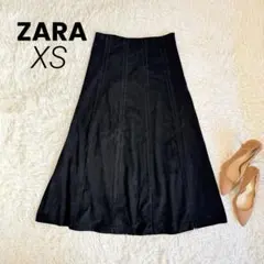 美品✨️ZARA trf ステッチ切替 フェイクスエード フレアスカート ブラック
