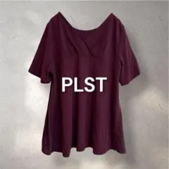 1076 美品✨PLST カシュクール風 トップス ボルドー M 体型カバーのサムネイル