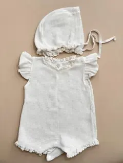 monbebe サマーフリルワッフルロンパース