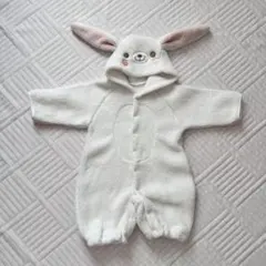 ウサギのフード付きロンパース　コンビドレス