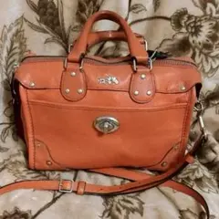 本日のみ！【美品】COACH 斜めがけ オレンジレザー ショルダーバッグ2way