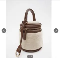 ZARA フェイクファー バッグ　バケツ型