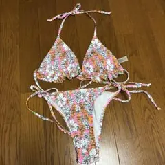 水着　ビキニ　Sサイズ　未使用　花柄　オレンジビキニ　オレンジ系のサムネイル
