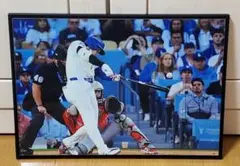 LAドジャース大谷翔平 ポストシーズン2年連続HR！A3ポスターフレーム付き