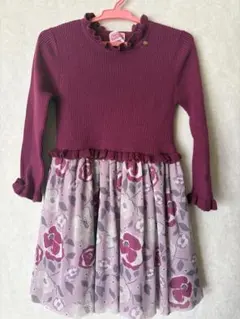 パープルフリル長袖ワンピース ケイトスペード　120