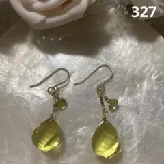 14kgf シャトルーズクォーツツイストドロップのピアス