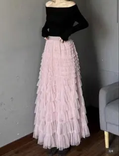 SHEIN ピンク チュールスカート Lサイズ