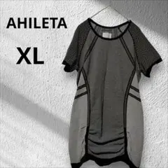 AHILETA フィットネスウェア XL ブラック・グレー ホワイト ドット