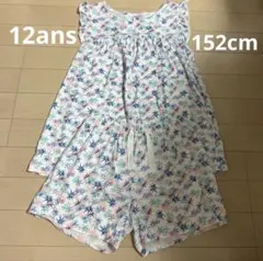 プチバトー　12ans 半袖　パジャマ　152cm 花柄　フリル　常夏のサムネイル
