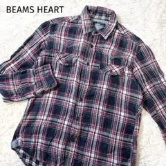BEAMS HEART チェックネルシャツ M ダメージあり リメイク 古着