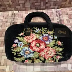 FEILER 花柄 ハンドバッグ 中型 ブラック