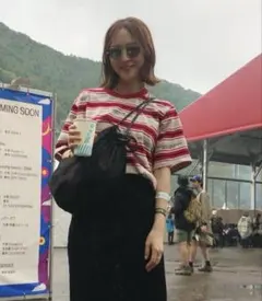 シュプリーム マルチボーダー 総柄ロゴ Tシャツ 半袖 ジャガード織り 刺繍　M