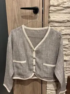 グレー クロップドカーディガン