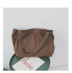 送料無料 キャンパス トートバック 肩掛けレディース ブラウン 男女兼用 大容量