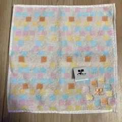 【未使用】courreges チェック柄タオルハンカチ