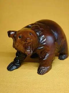 [Excellent Condition] Bear with Glass Eyes, Wood Carving, Figurine, Interior Decor, Craft, Fine Art A1006