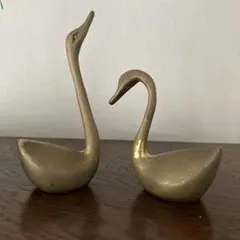 アンティーク　ビンテージ　真鍮　スワン　白鳥