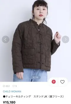 CHILDWOMEN チェリー柄チャイナボタンキルティングアウター