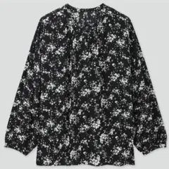 UNIQLO　ユニクロ♡プリントギャザーブラウス　М　黒