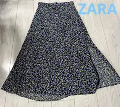 ZARA ザラ 花柄 ロングスカート スリット くるみボタン XSのサムネイル