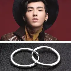 値下げ★幅厚め★シンプルフープピアス★ステンレス★両耳2個★シルバー