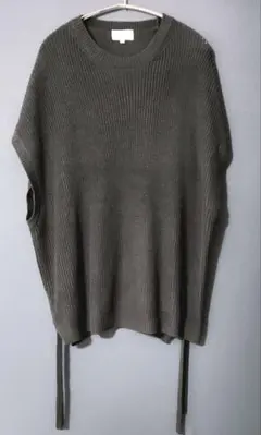 ★LILL★リブ編みダークグレー 　メンズ ニットベスト　オーバーサイズ　L