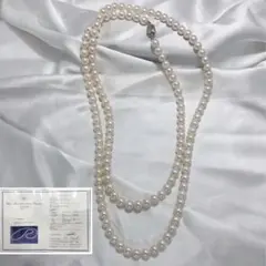 中古　鑑別書付き　長い　天然海水あこやakoya本真珠パールシルバー　ネックレス
