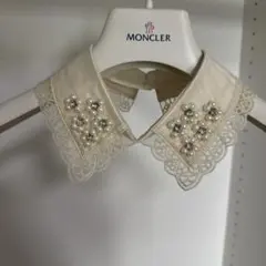 新品　アイボリー パール装飾 つけ襟