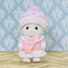 シルバニア　赤ちゃんサイズ　ハンドメイド　ゆめかわワンピース　ミルキーピンク