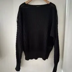 【ローリーズファーム】 長袖ニット 黒 リブ編み