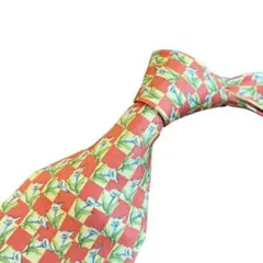 【美品】ダンヒル最高級シルクネクタイ　チェック　花柄　ボタニカル