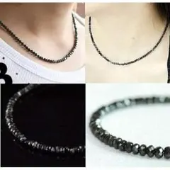 ブラックスピネル風 ネックレス メンズ レディース 兼用