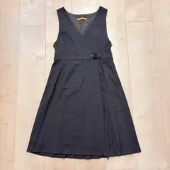 フィント F i.n.t フリンジ プリーツ ジャンパースカート グレー