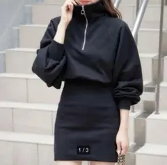 ミニワンピース ハーフジップ
