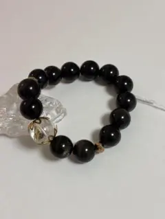 天然石 ブレスレット 黒曜石（ブラックオブシディアン） 水晶 パワーストーン