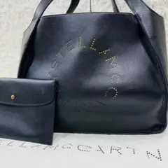 現行 ステラマッカートニー サークルロゴ ラージ トートバッグ 肩掛け A4 黒