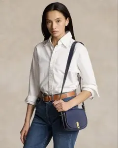 美品＊ラルフローレンPolo ID レザー ミニ サドル バッグ ネイビー