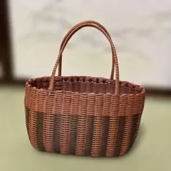 編み込みかごバッグ　ブラウン