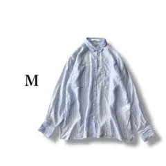 シアーシャツ 【M】 ストライプ オーバーサイズ ダブルポケット 薄手 羽織り