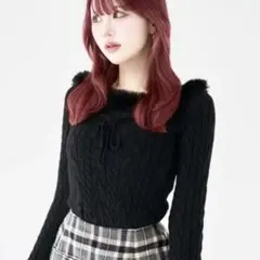 ダーリッチ Darich半袖ニットトップス BLACK【多少のお値下げ可能