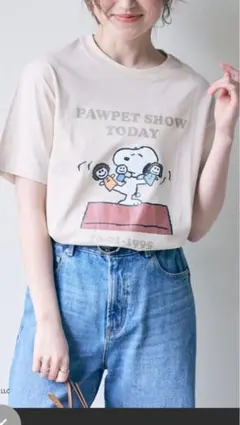 PEANUTS//SNOOPYヴィンテージ風カスレプリント半袖Tシャツ