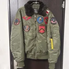 美品□バズリクソンズ フライトジャケット L-2 カーキ ワッペン M品番